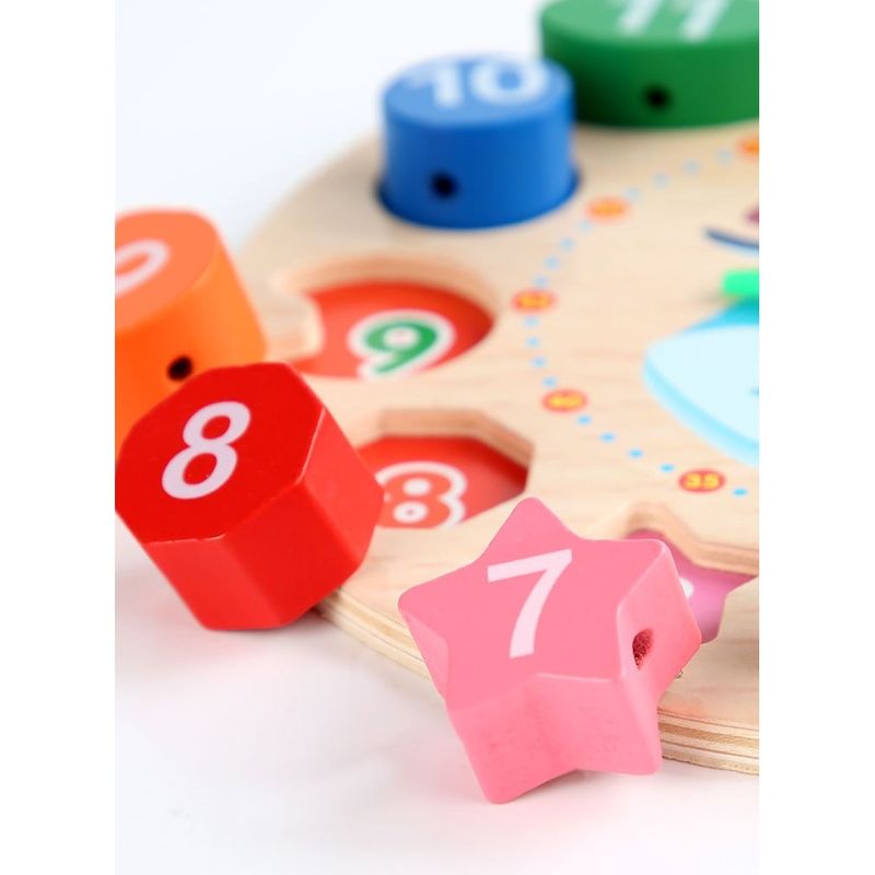 Jucarii, Copii si Bebe - Jucarii si jocuri - Jucarii & jocuri educative - Jocuri si jucarii educative - Jucarie Educativa, Tip Montessori, Model Ceas Pinguin, din Lemn, + 36 Luni, 12 Piese, 17.2 cm, Multicolor - Infinity.ro