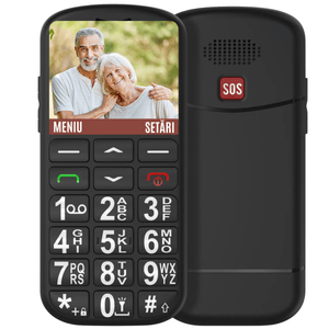 Telefon Mobil Seniori cu Taste Mari, CZAY®, Meniu in Limba Romana, Autonomie 7 Zile, Volum Mare, Buton SOS, 2G, Dual Sim