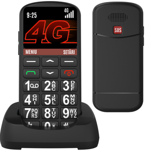 Telefon Mobil Seniori cu Taste Mari, 4G, Meniu in Limba Romana, Volum Puternic, Buton SOS, Ecran Mare, Autonomie 7 Zile