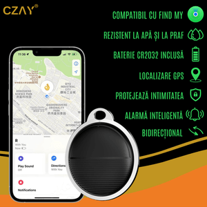Dispozitiv Antipierdere Localizare GPS Tracker CZAY®, Compatibil iPHONE, Acoperire Globala, Bluetooth, Baterie Inclusa