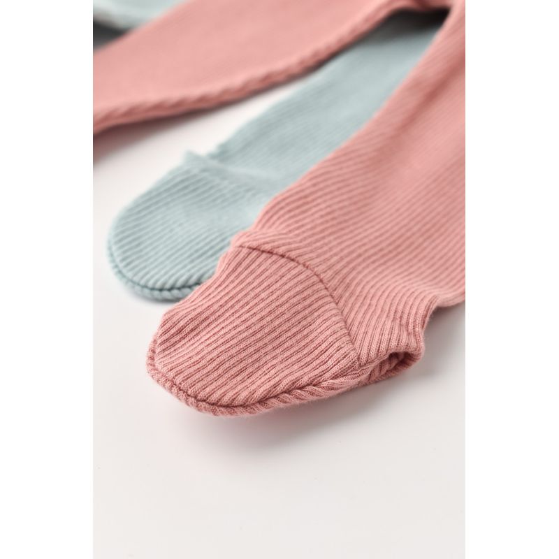 Fashion, accesorii si bijuterii - Copii - Imbracaminte copii - Pantaloni copii - Set 2 pantaloni cu botosei bebe unisex din bumbac organic si modal - Mint/Rose, BabyCosy (Marime: 6-9 luni) - Infinity.ro