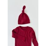 Fashion, accesorii si bijuterii - Copii - Imbracaminte copii - Treninguri si compleuri copii - Set 3 piese: bluzita cu maneca lunga, pantaloni lungi si caciulita din bumbac organic si modal - Rosu BabyCosy (Marime: 18-24 Lu - Infinity.ro