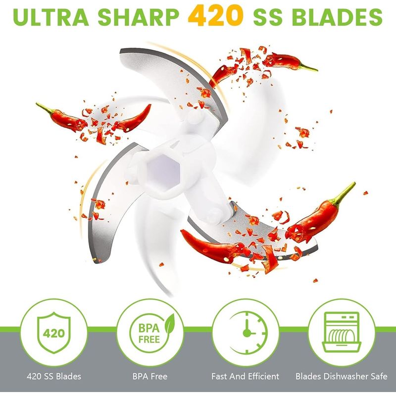 Casa si Gradina - Bucatarie si vesela - Ustensile bucatarie - Feliatoare si taietoare manuale - Mini tocator de mana cu snur, 520 ml, transparent, Vivo WK001 - Infinity.ro