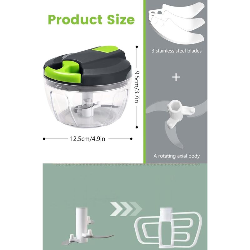 Casa si Gradina - Bucatarie si vesela - Ustensile bucatarie - Feliatoare si taietoare manuale - Mini tocator de mana cu snur, 520 ml, transparent, Vivo WK001 - Infinity.ro