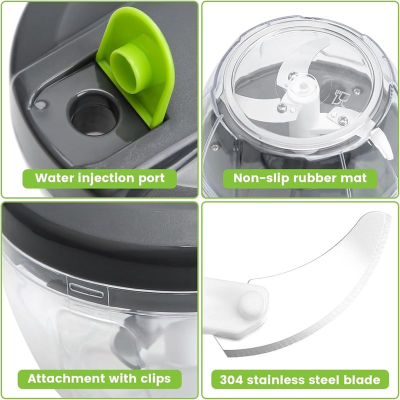 Casa si Gradina - Bucatarie si vesela - Ustensile bucatarie - Feliatoare si taietoare manuale - Mini tocator de mana cu snur, 520 ml, transparent, Vivo WK001 - Infinity.ro