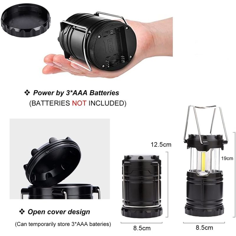 Sport si Outdoor - Camping - Accesorii camping si drumetii - Lanterna pliabila LED camping, 260 lumeni, negru, Vivo RT349 - Infinity.ro
