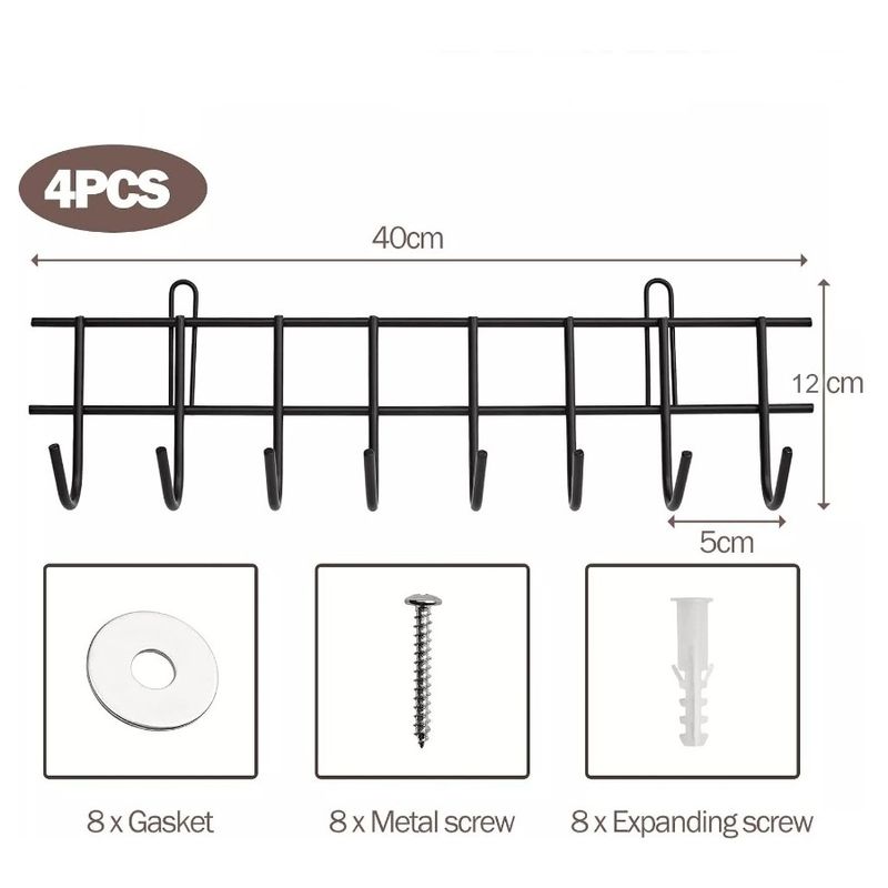 Casa si Gradina - Gradinarit si plante - Unelte gradinarit - Accesorii pentru unelte gradinarit - Set 4 organizatoare pentru unelte si scule de gradina, metal, negru, 40 x 12 cm, Vivo GH160 - Infinity.ro