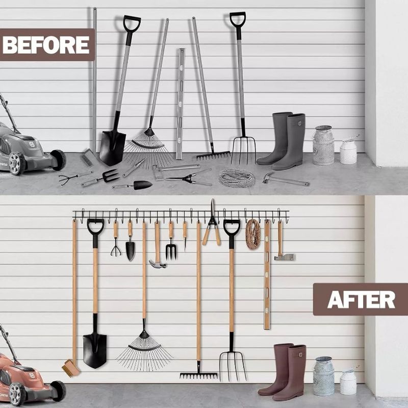 Casa si Gradina - Gradinarit si plante - Unelte gradinarit - Accesorii pentru unelte gradinarit - Set 4 organizatoare pentru unelte si scule de gradina, metal, negru, 40 x 12 cm, Vivo GH160 - Infinity.ro