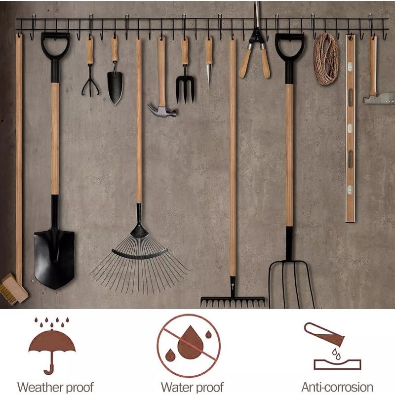 Casa si Gradina - Gradinarit si plante - Unelte gradinarit - Accesorii pentru unelte gradinarit - Set 4 organizatoare pentru unelte si scule de gradina, metal, negru, 40 x 12 cm, Vivo GH160 - Infinity.ro