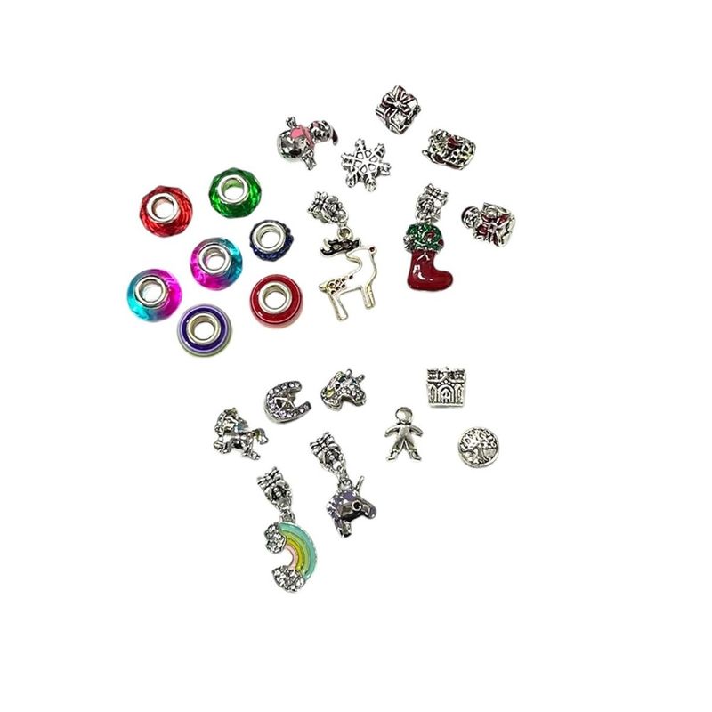Jucarii, Copii si Bebe - Jucarii si jocuri - Jucarii de rol - Frumusete, bijuterii si accesorii fetite - Set 24 bijuterii pentru fetite, 2 bratari, 1 colier, 21 talismane, Calendar Advent, multicolor JC24-A - Infinity.ro
