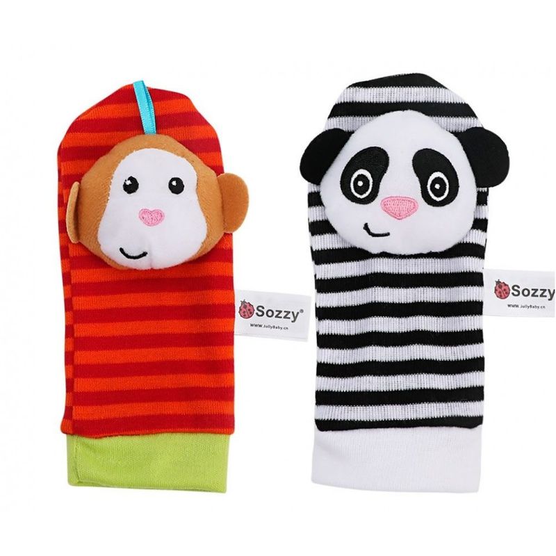 Jucarii, Copii si Bebe - Jucarii si jocuri - Jucarii bebelusi - Jucarii zornaitoare - Set 4 zornaitori, pentru bebelusi, bratari si sosetute - model 2 Drool - Infinity.ro