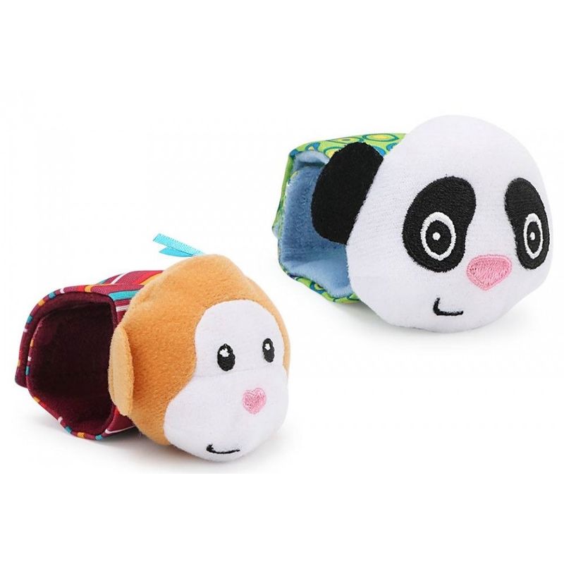 Jucarii, Copii si Bebe - Jucarii si jocuri - Jucarii bebelusi - Jucarii zornaitoare - Set 4 zornaitori, pentru bebelusi, bratari si sosetute - model 2 Drool - Infinity.ro