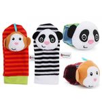 Jucarii, Copii si Bebe - Jucarii si jocuri - Jucarii bebelusi - Jucarii zornaitoare - Set 4 zornaitori, pentru bebelusi, bratari si sosetute - model 2 Drool - Infinity.ro