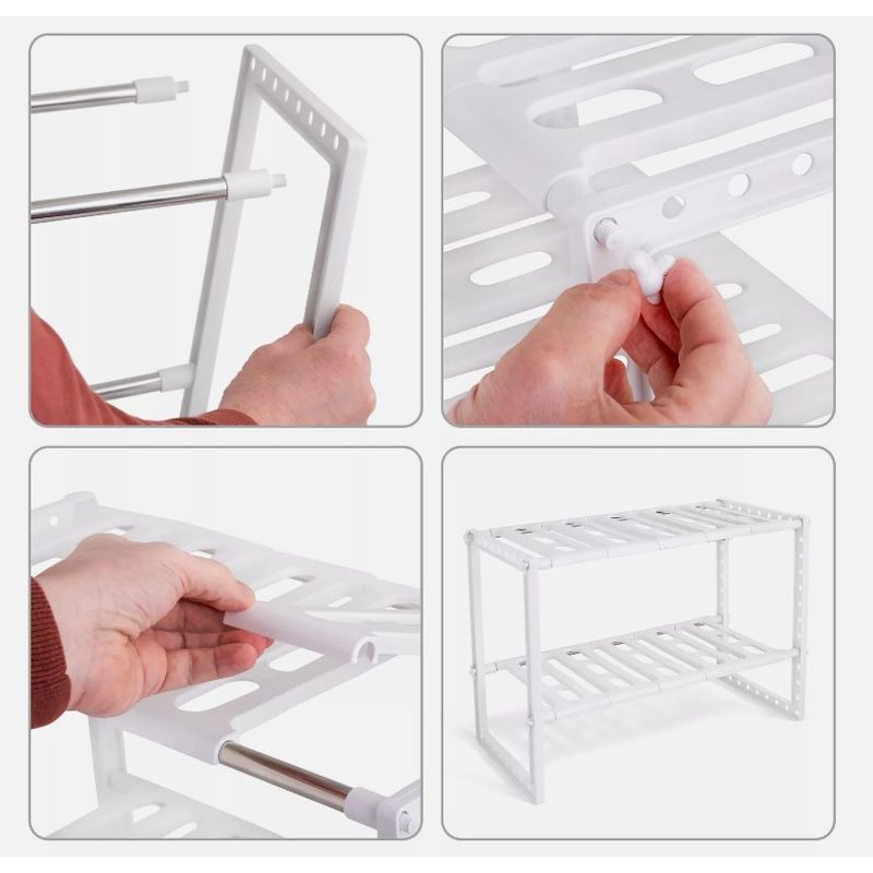 Casa si Gradina - Mobilier - Biblioteci si rafturi - Rafturi - Raft ajustabil cu 2 nivele pentru spatiul de sub chiuveta, Vivo, alb, 25 x 38.5 x 43 cm, TK0121 - Infinity.ro