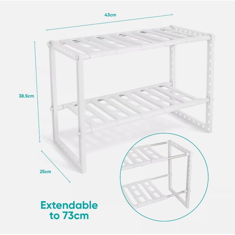 Casa si Gradina - Mobilier - Biblioteci si rafturi - Rafturi - Raft ajustabil cu 2 nivele pentru spatiul de sub chiuveta, Vivo, alb, 25 x 38.5 x 43 cm, TK0121 - Infinity.ro