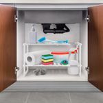 Casa si Gradina - Mobilier - Biblioteci si rafturi - Rafturi - Raft ajustabil cu 2 nivele pentru spatiul de sub chiuveta, Vivo, alb, 25 x 38.5 x 43 cm, TK0121 - Infinity.ro