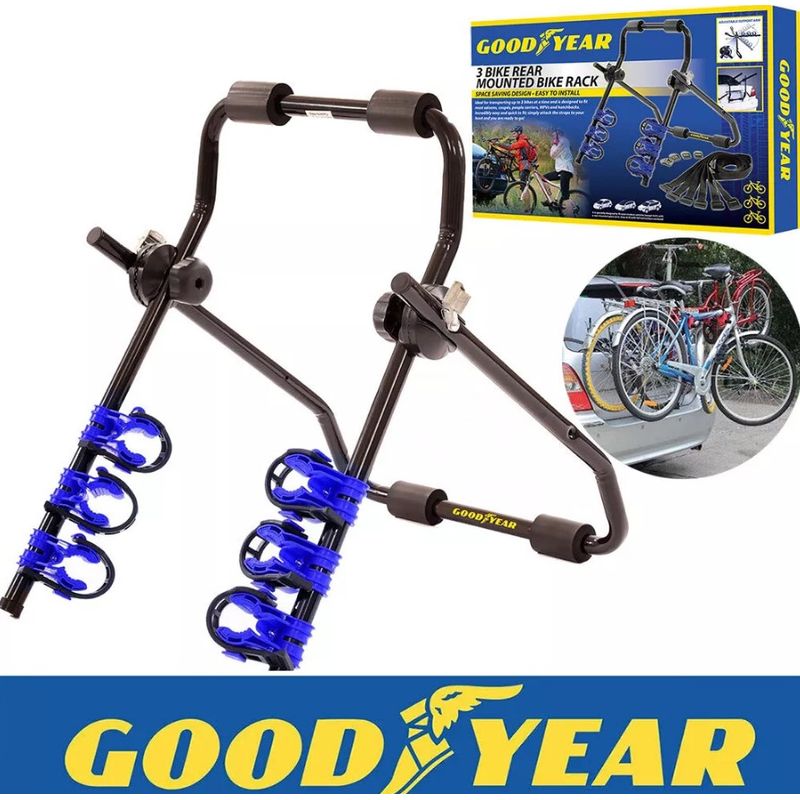 Auto si Moto - Piese auto si accesorii - Caroserie - Ornamente exterior auto - Suport pentru 3 biciclete cu prindere pe haion/portbagaj, Goodyear GY910010 - Infinity.ro