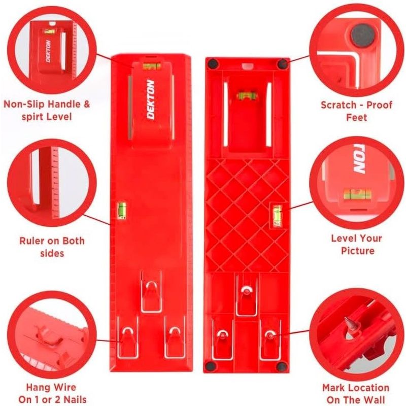 Casa si Gradina - Constructii - Scule de mana si unelte - Accesorii scule de mana - Unealta pentru agatare tablouri, cu boloboc, 25 x 9 cm, rosu, Dekton DT70538 - Infinity.ro