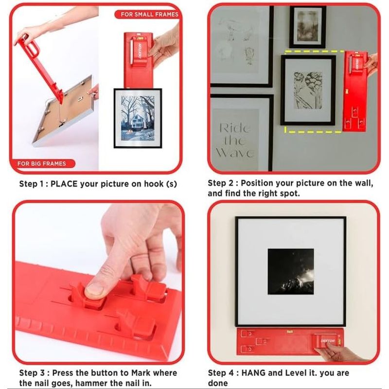 Casa si Gradina - Constructii - Scule de mana si unelte - Accesorii scule de mana - Unealta pentru agatare tablouri, cu boloboc, 25 x 9 cm, rosu, Dekton DT70538 - Infinity.ro