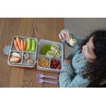 Jucarii, Copii si Bebe - Hrana si alaptare - Biberoane, suzete si accesorii hranire - Articole hranire bebelusi - Cutie pranz BENTO 2 nivele cu tacamuri MELII, roz, mov, gri - Infinity.ro