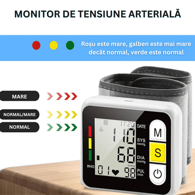 Ingrijire personala si Cosmetice - Sanatate si wellness - Aparate medicale - Tensiometre - Tensiometru de Incheietura, Afisaj LED cu Caractere Mari, Detectare Puls Neregulat, Carcasa de Protectie Inclusa - Infinity.ro