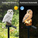 Casa si Gradina - Corpuri si surse de iluminat - Iluminat exterior - Lampi solare - Lampa Solara de Exterior, cu Panou Solar Incorporat, 180°, Iluminare LED, tip Bufnita cu Tarus, Rezistenta la Apa IP44 - Infinity.ro