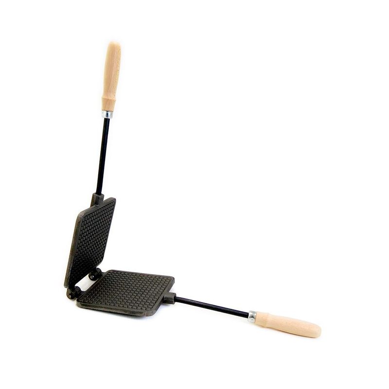 Casa si Gradina - Gradina si terasa - Gratare si accesorii - Accesorii gratare - Prajitor slanina, presa fonta, cu maner din lemn 46 cm, 15x15 cm, Premium - Infinity.ro