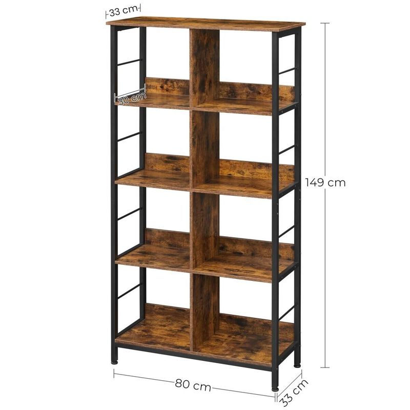 Casa si Gradina - Mobilier - Biblioteci si rafturi - Biblioteci - Biblioteca, Artool, pal si metal, 8 rafturi, maro rustic, 80x33x149 cm - Infinity.ro