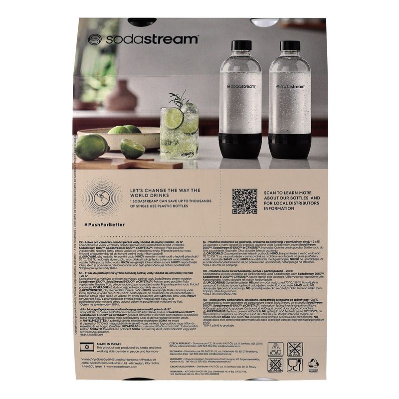 Casa si Gradina - Bucatarie si vesela - Ustensile bucatarie - Cani filtrante si accesorii - Set 2 sticle carbonatare, plastic, 1L, Alb/Negru - Sodastream - Infinity.ro