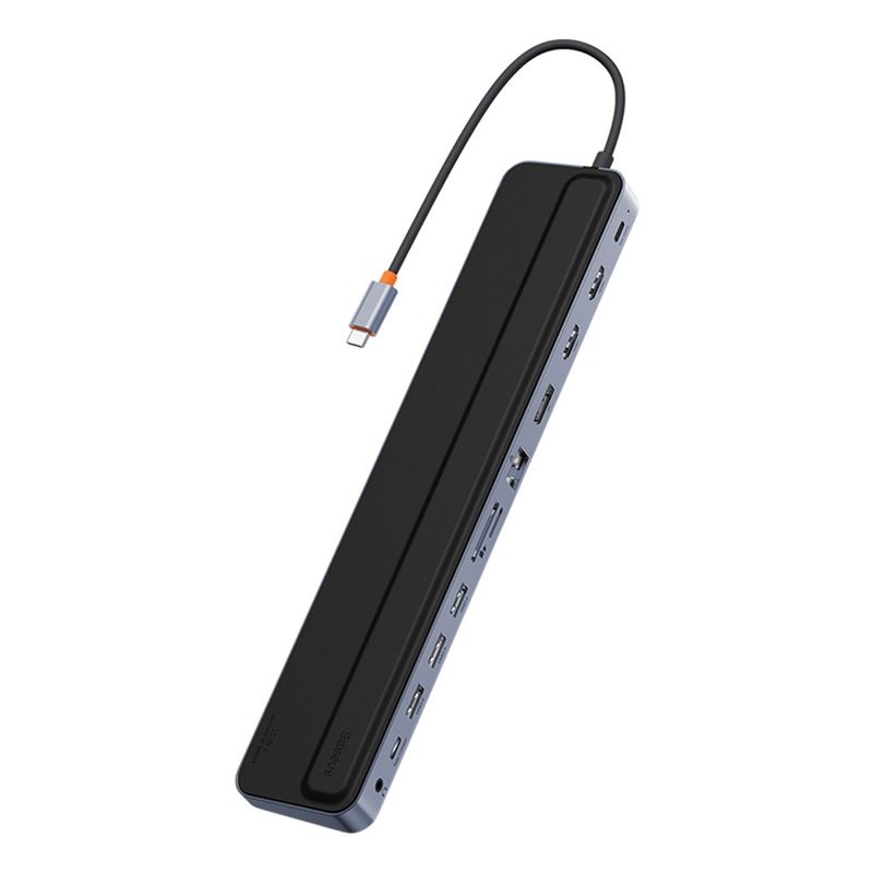 PC, gaming si accesorii - Retelistica - Hub-uri - Hub Type-C la HDMI x 2, USB3.0 x 3, Type-C, DP, SD/TF, RJ45, USB-C, Jack, 100W - Baseus (WKSX030213) - Negru - Infinity.ro