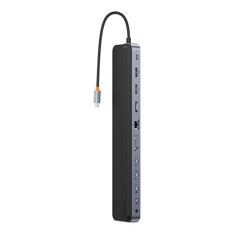 PC, gaming si accesorii - Retelistica - Hub-uri - Hub Type-C la HDMI x 2, USB3.0 x 3, Type-C, DP, SD/TF, RJ45, USB-C, Jack, 100W - Baseus (WKSX030213) - Negru - Infinity.ro