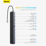 PC, gaming si accesorii - Retelistica - Hub-uri - Hub Type-C la HDMI x 2, USB3.0 x 3, Type-C, DP, SD/TF, RJ45, USB-C, Jack, 100W - Baseus (WKSX030213) - Negru - Infinity.ro
