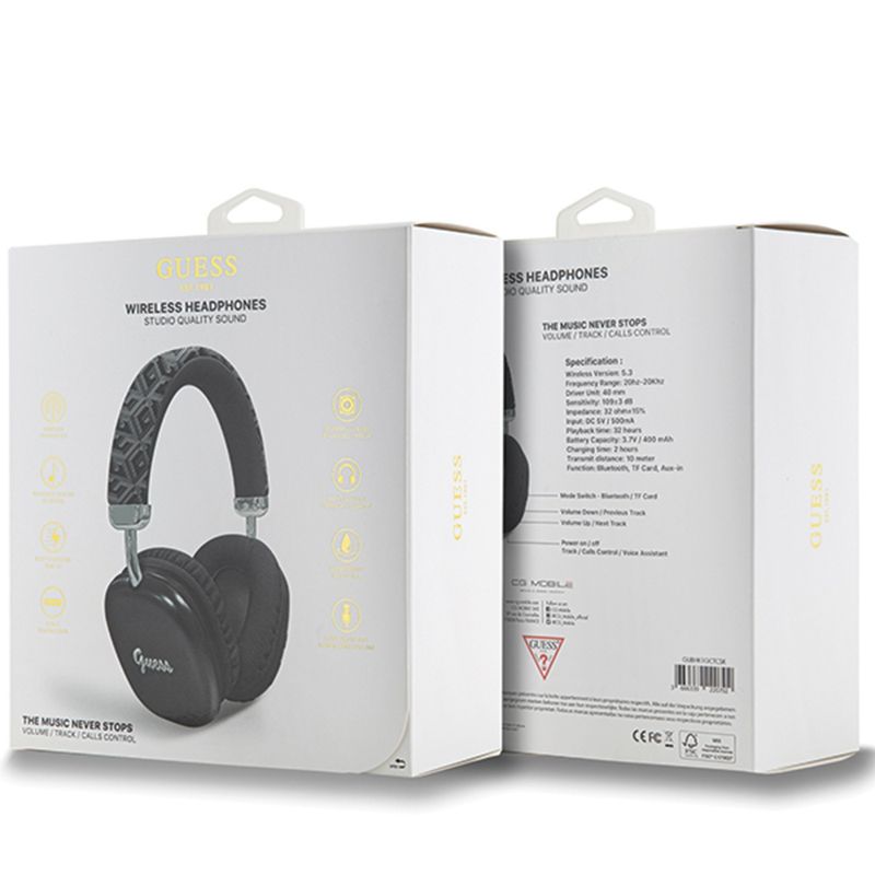 TV, Audio-Video si Foto - Portabile audio - Casti audio - Casti Albastrutooth Over-ear Headset, 400mAh - Guess GCUBE Metallic Script Logo (GUBHK1GCTCSK) - Albastru deschis Gri - Infinity.ro