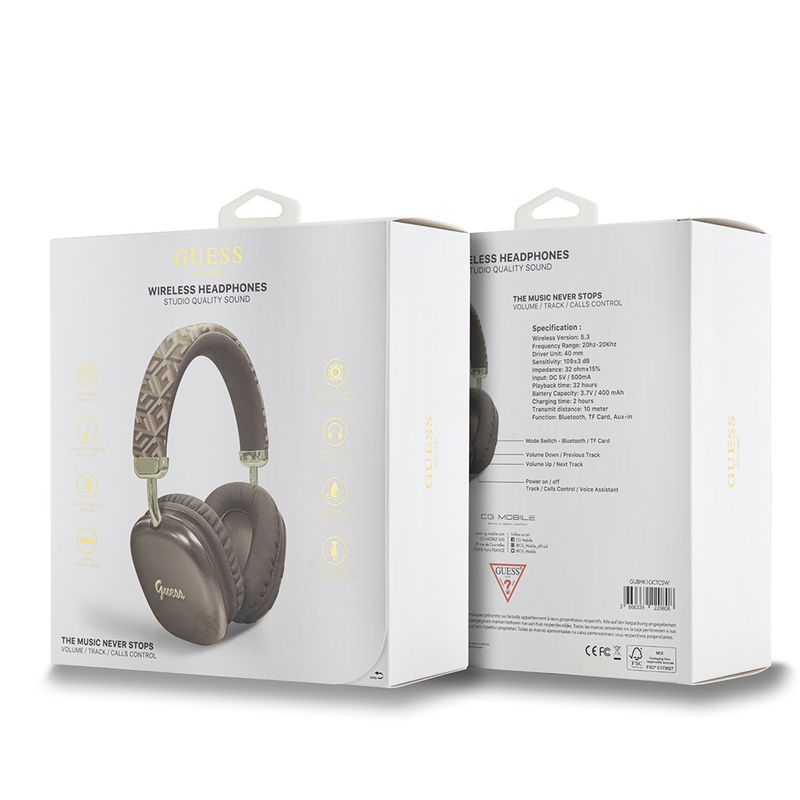 TV, Audio-Video si Foto - Portabile audio - Casti audio - Casti Albastrutooth Over-ear Headset, 400mAh - Guess GCUBE Metallic Script Logo (GUBHK1GCTCSW) - Maro - Infinity.ro