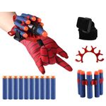 Jucarii, Copii si Bebe - Jucarii si jocuri - Jucarii de rol - Masti si costume copii - Set costum si manusa lansator cu 7 ventuze din burete SpiderMan, marime 3 - 5 ani, rosu - Infinity.ro