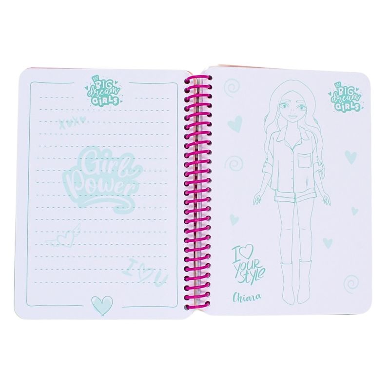 Carti si Birotica - Papetarie - Agende si calendare - Agende si carnete - Carnetel pentru scris si desenat, cu glitter turcoaz, 700 file + 1 pagina cu stikere, Big Dream Girls - Infinity.ro