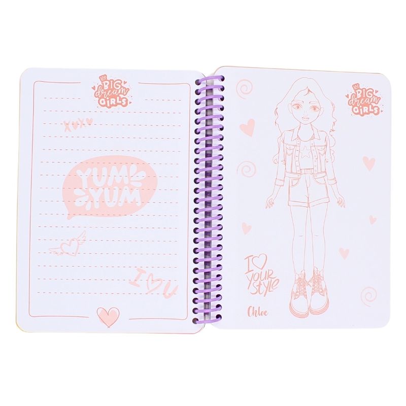 Carti si Birotica - Papetarie - Agende si calendare - Agende si carnete - Carnetel pentru scris si desenat, cu glitter auriu, 700 file + 1 pagina cu stikere, Big Dream Girls - Infinity.ro