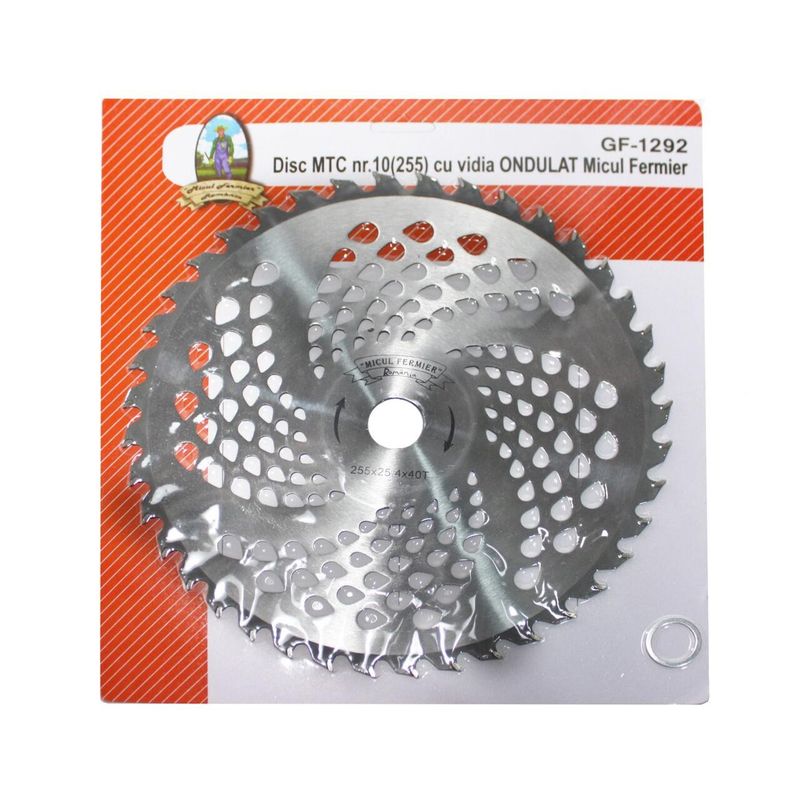 Casa si Gradina - Gradinarit si plante - Utilaje gradina - Consumabile si accesorii utilaje de gradina - Disc circular vidia pentru motocoasa/trimmer, Micul Fermier, ondulat, 255x25.4 mm, 40 dinti - Infinity.ro