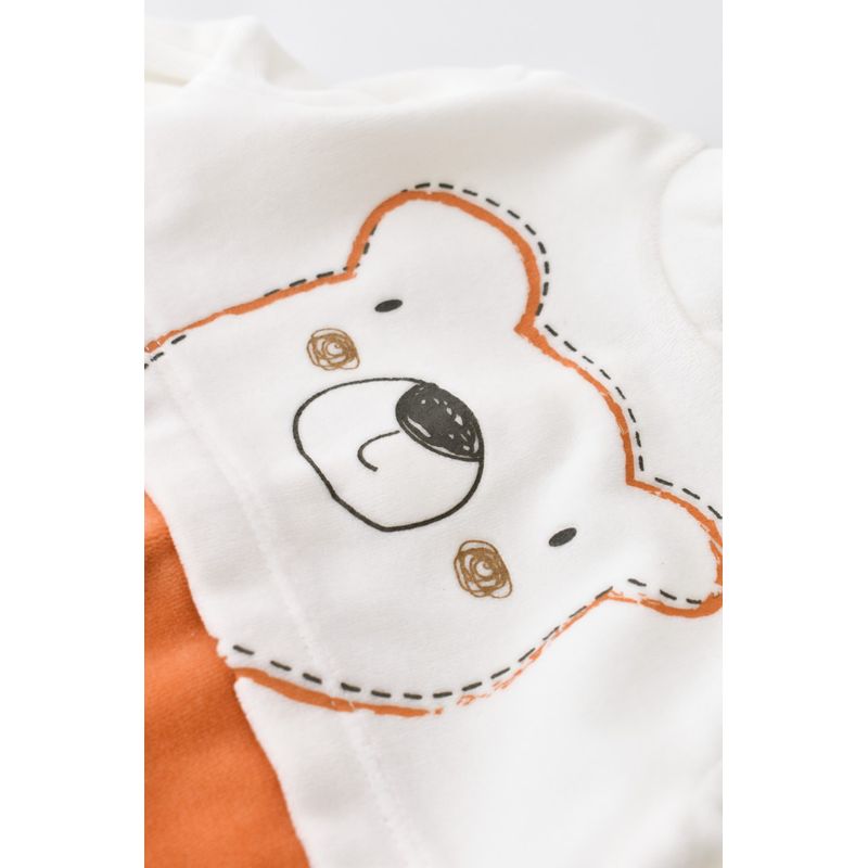 Fashion, accesorii si bijuterii - Copii - Imbracaminte copii - Salopete copii - Salopeta Ursulet cu maneca lunga si botosei din 80%bumbac organic si 20% poliester - Portocaliu, BabyCosy (Marime: 6-9 luni) - Infinity.ro