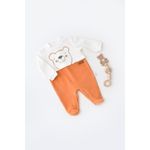 Fashion, accesorii si bijuterii - Copii - Imbracaminte copii - Salopete copii - Salopeta Ursulet cu maneca lunga si botosei din 80%bumbac organic si 20% poliester - Portocaliu, BabyCosy (Marime: 6-9 luni) - Infinity.ro