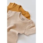 Fashion, accesorii si bijuterii - Copii - Imbracaminte copii - Body-uri copii - Set de 2 body-uri cu maneca scurta din bumbac organic si modal - Mustar/ Somon BabyCosy (Marime: 12-18 Luni) - Infinity.ro