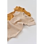 Fashion, accesorii si bijuterii - Copii - Imbracaminte copii - Body-uri copii - Set de 2 body-uri cu maneca scurta din bumbac organic si modal - Mustar/ Somon BabyCosy (Marime: 12-18 Luni) - Infinity.ro