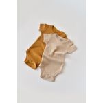 Fashion, accesorii si bijuterii - Copii - Imbracaminte copii - Body-uri copii - Set de 2 body-uri cu maneca scurta din bumbac organic si modal - Mustar/ Somon BabyCosy (Marime: 12-18 Luni) - Infinity.ro