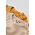 Fashion, accesorii si bijuterii - Copii - Imbracaminte copii - Body-uri copii - Set de 2 body-uri cu maneca scurta din bumbac organic si modal - Mustar/ Somon BabyCosy (Marime: 12-18 Luni) - Infinity.ro