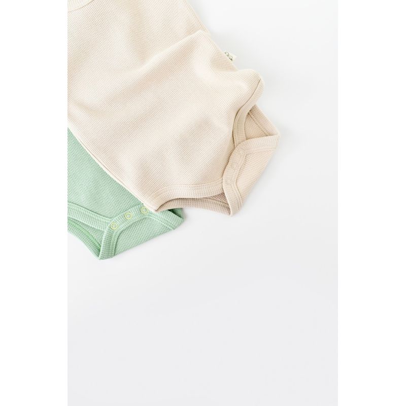 Fashion, accesorii si bijuterii - Copii - Imbracaminte copii - Body-uri copii - Set 2 body-uri fara maneci bebe unisex -100% bumbac organic - Mint/Stone, BabyCosy (Marime: 6-9 luni) - Infinity.ro