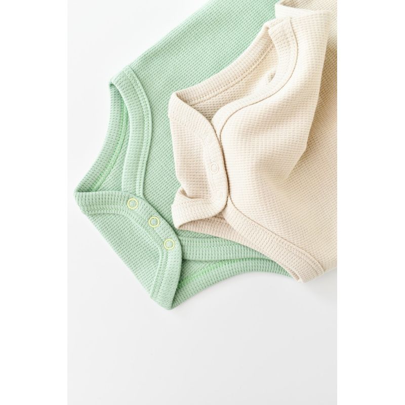 Fashion, accesorii si bijuterii - Copii - Imbracaminte copii - Body-uri copii - Set 2 body-uri fara maneci bebe unisex -100% bumbac organic - Mint/Stone, BabyCosy (Marime: 6-9 luni) - Infinity.ro