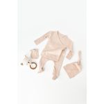 Fashion, accesorii si bijuterii - Copii - Imbracaminte copii - Treninguri si compleuri copii - Set 4 piese: bluza, pantaloni, caciulita si manusi din bumbac organic si modal - Blush, BabyCosy (Marime: 3-6 Luni) - Infinity.ro