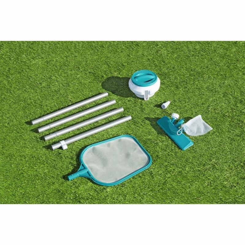 Casa si Gradina - Gradina si terasa - Piscine si accesorii - Accesorii piscine - Set curatare si intretinere piscina, minciog cu maner, aspirator, filtru, dozator, 9 plasturi, Bestway FlowClear - Infinity.ro