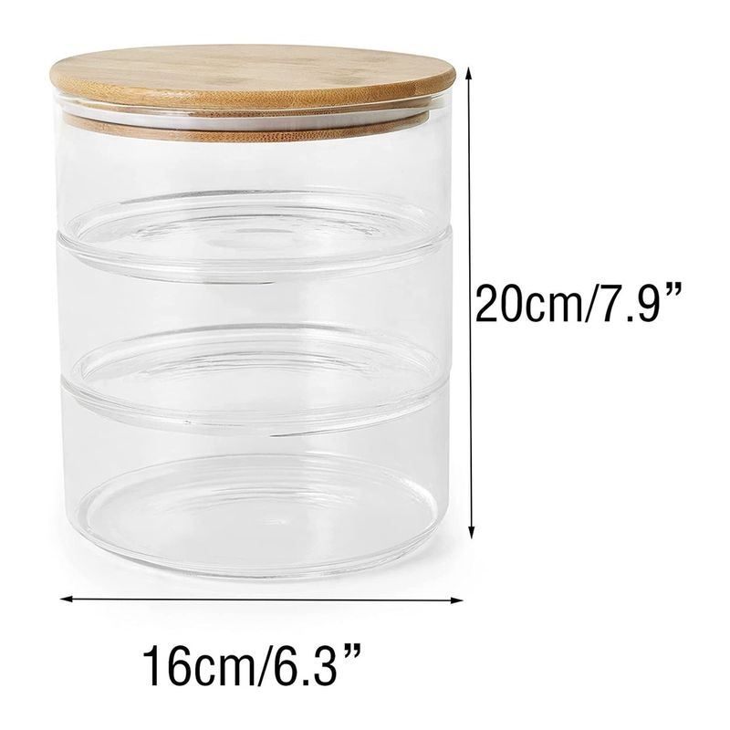 Casa si Gradina - Bucatarie si vesela - Organizare si depozitare bucatarie - Cutii alimentare - Set de 3 recipiente de sticla pentru alimente stivuibile, inchise ermetic, 20 x 16 cm, Vivo, GPZ16 - Infinity.ro