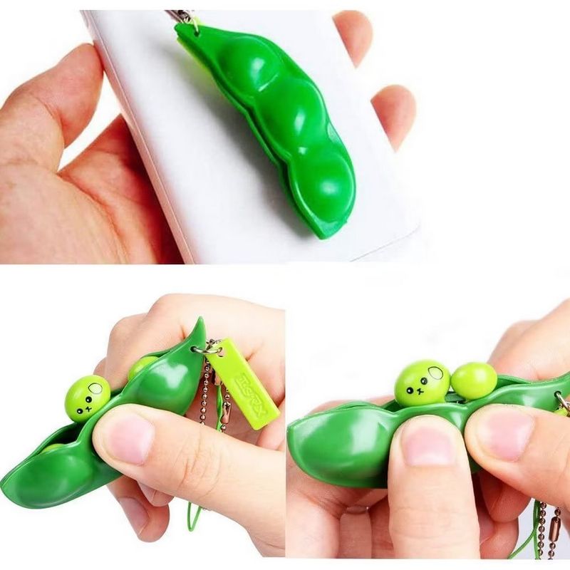 Jucarii, Copii si Bebe - Jucarii si jocuri - Jucarii & jocuri educative - Jucarii interactive - Set 2 jucarii breloc pastaie de mazare, antistres, verde, 7 cm MAZARE - Infinity.ro